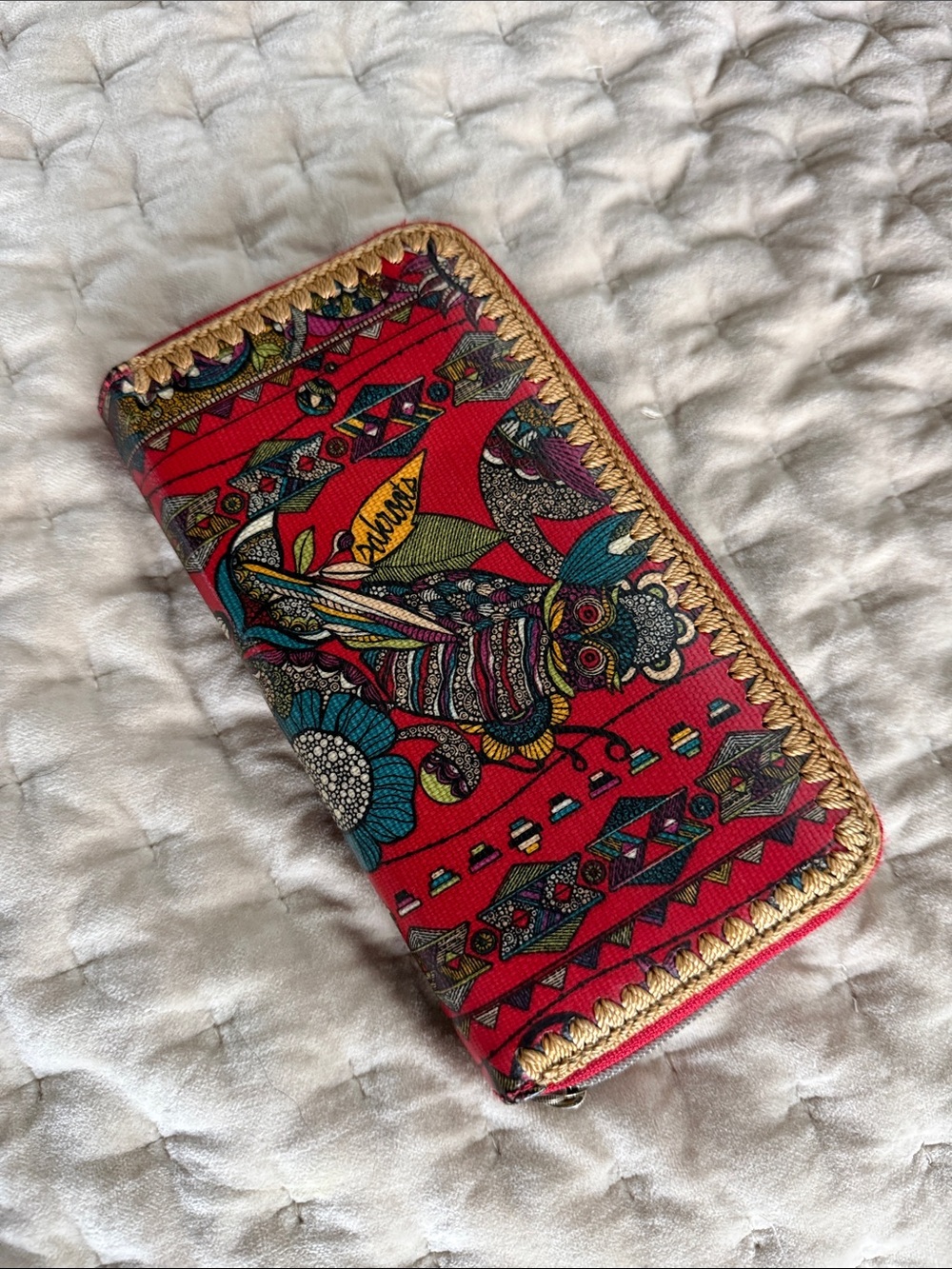 Sakroots Red Multicolor Patterned Zip Wallet